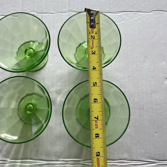 Federal Green Glass 1930'S URANIUM 4 Lot DEPRESSION Footed Sherbet Dessert READ - Picture 9 of 9
